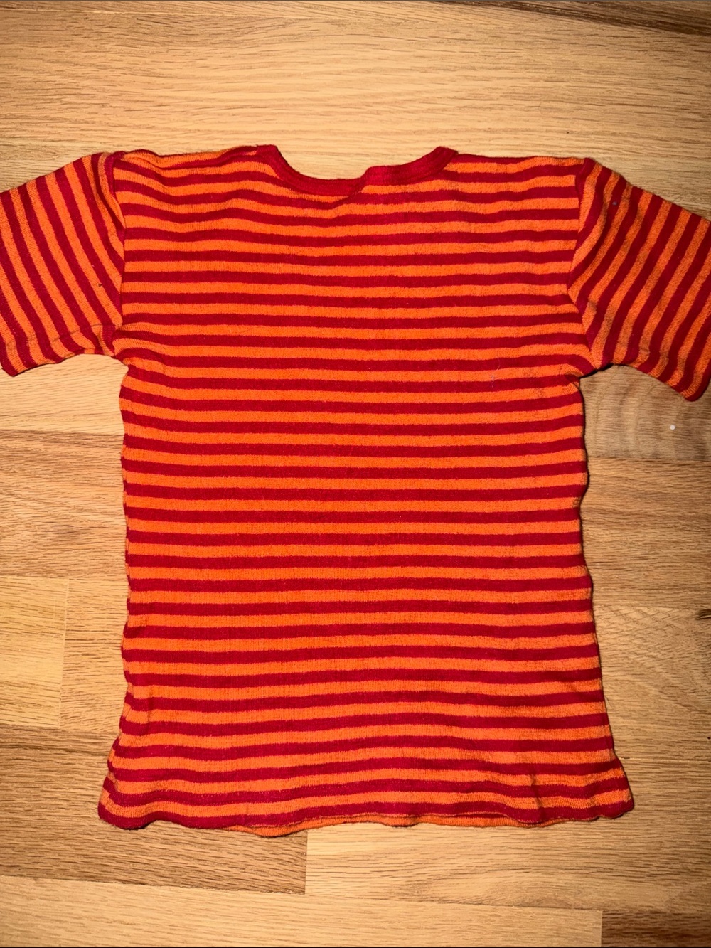 Engel German red/orange wool/silk crewneck cream short-sleeve top sz EUR 128 - Picture 7 of 9